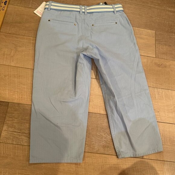 LIZ CLAIBORNE WOMENS BELTED CROPPED PANTS BLUE 12 PETITE AUDRA NEW - Picture 9 of 9
